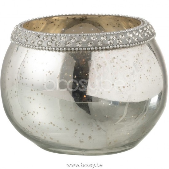 J Line Jline Teelichthalter Kreis Diamanten Glas Silber Small t lichthalter teelichtleuchter teelichte