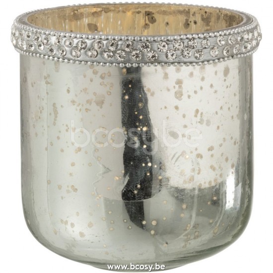 J Line Jline Windlicht Diamanten Glas Silber Small t lichthalter teelichtleuchter teelichte