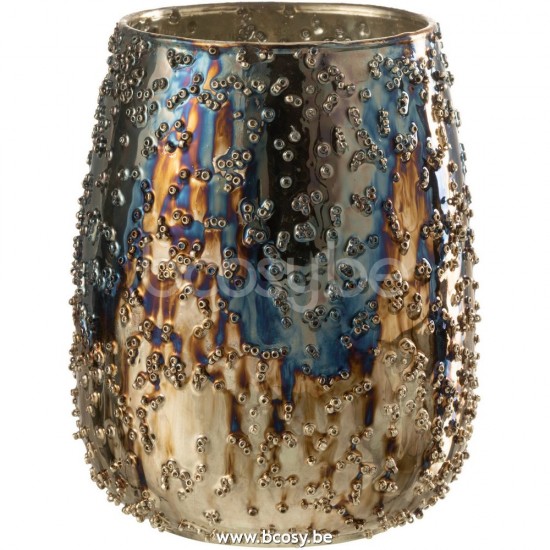 J Line Jline Windlicht Lise Glas Braun Gold Medium t lichthalter teelichtleuchter teelichte