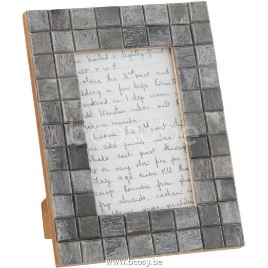 J Line Jline Jolipa 26890 Fotokader Patroon Vierkant 10X15 Hout Hoorn Grijs S 17X22Cm