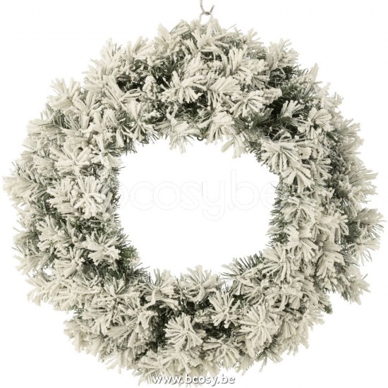 J Line Jline Weihnachtskranz Led Warm Weiß Plastik Verschneit Grün Large kranze