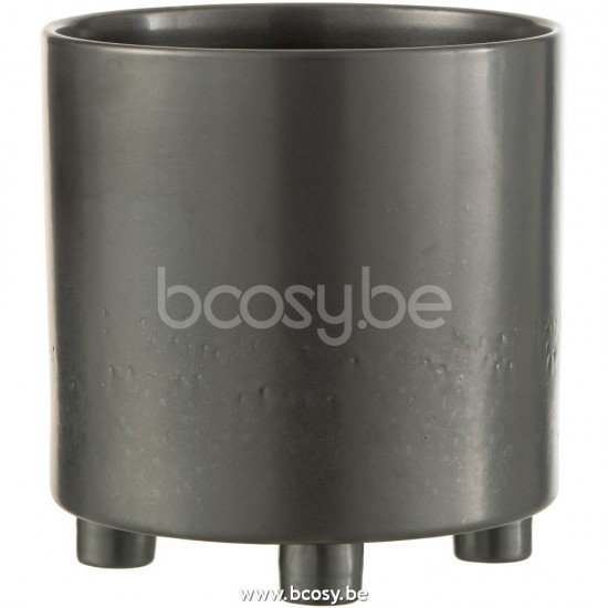 J Line Jline Jolipa 28018 Bloempot Smoke Keramiek Grijs Zwart Extra Large