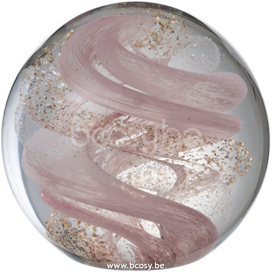 J Line Jline Jolipa 29109 Presse Papier Slinger Glas Goud Roze Wit Large