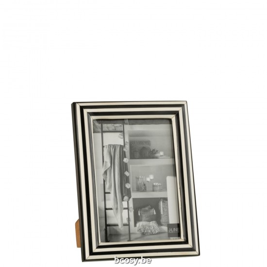 J Line Photoframe Rectangle Lines Resin Black White Large single photo frames.
