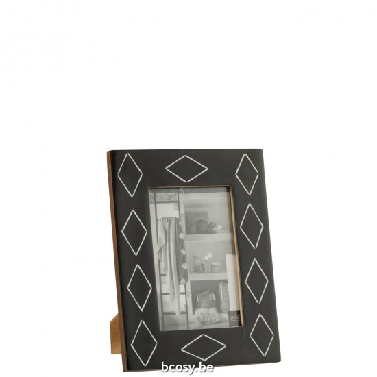 J Line Photoframe Rectangle Pattern Resin Black White Small single photo frames.