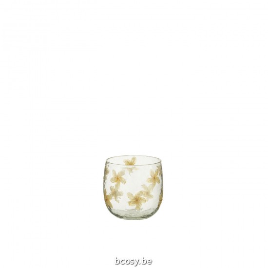 Jline Teelichthalter Blumen Glas Gelb Small t lichthalter teelichtleuchter teelichte.