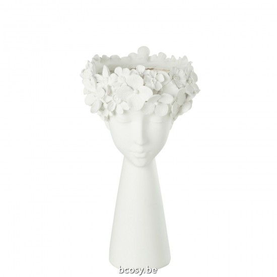 J Line Flowerpot Head Resin White Large flowerpots.