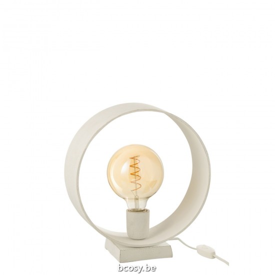 J Line Lampada Da Tavolo Cerchio Opaco Bianco Table Lamp Circle Matt White.