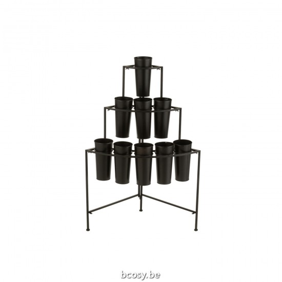 J Line Espositore Fiori 9 Pezzi Nero Small Flowerstand 9Pieces Black Small.