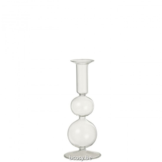 J Line Candeliere 2 Palle Vetro Trasparente Large Candle Holder 2 Orbs Glass Transparent Large.