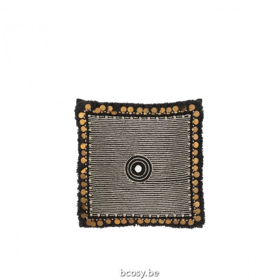 Jline Kissen Perle Jute Schwarz kissen.