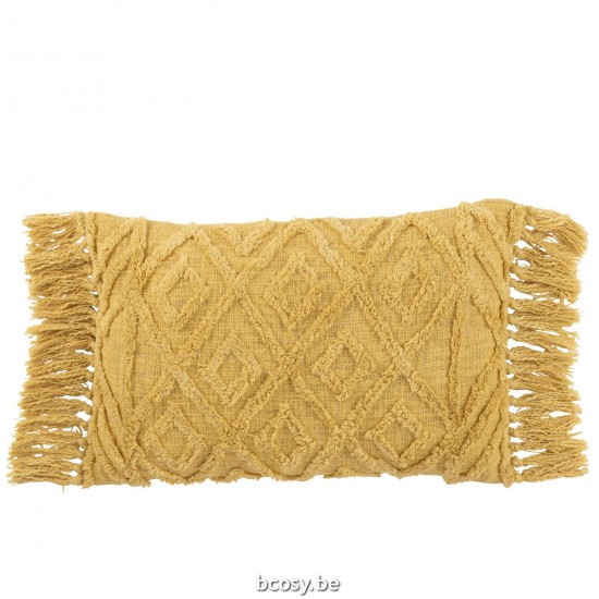 J Line Cushion Tassel Cotton Mustard Long cushion.