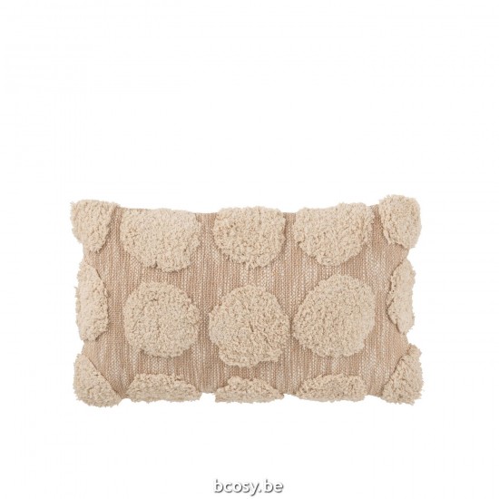 J Line Cushion Rectangular Balls Cotton Beige cushion.