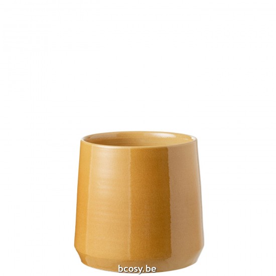 J Line cachepots de fleur Jolipa Cachepot Rond Ceramique Ocre Large.