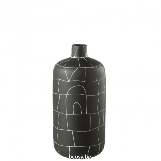 Jline Vaas Fles Japan Keramiek Zwart Small.