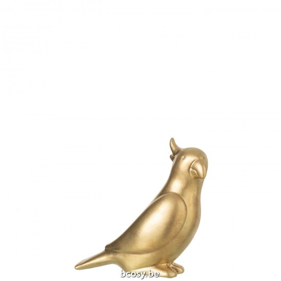 J Line animal animaux statuettes Jolipa Cacatoes Ceramique Or.