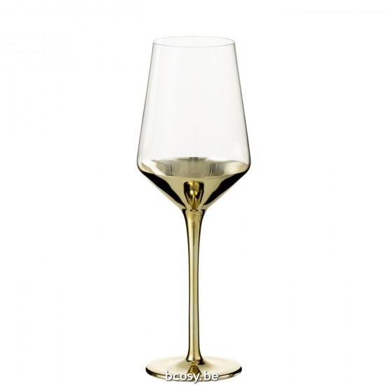 Jline Wijnglas Glas Goud Transparant.