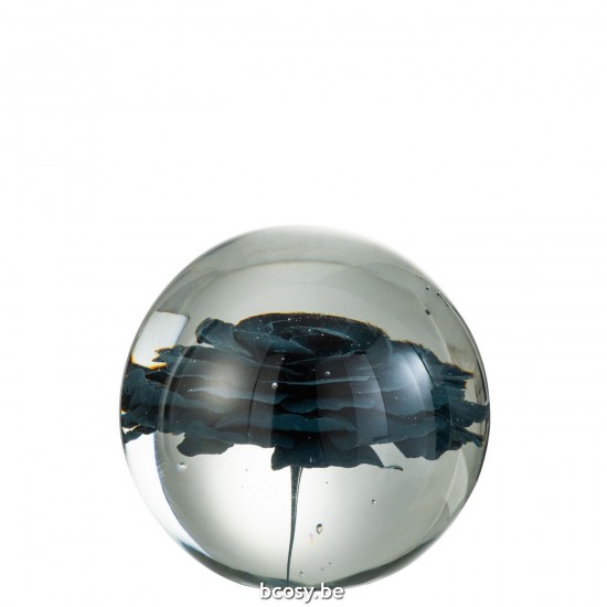 Jline Presse Papier Bloem Glas Blauw Large.