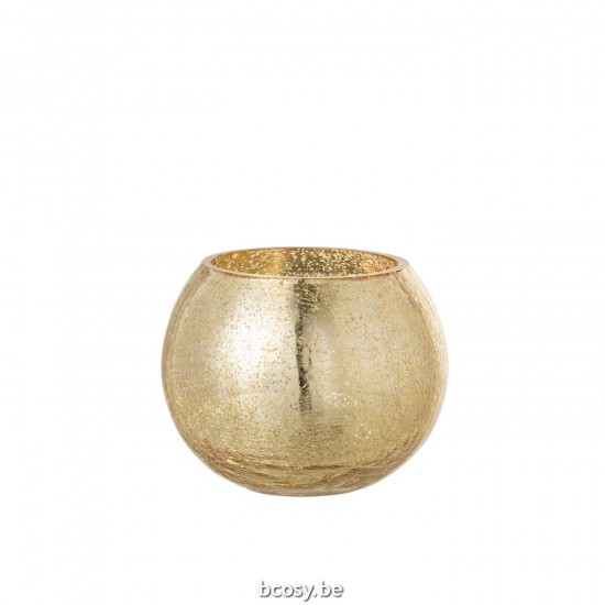 Jline Windlicht Kugel Rissig Glas Perle Effekt Gold Medium lanternen.