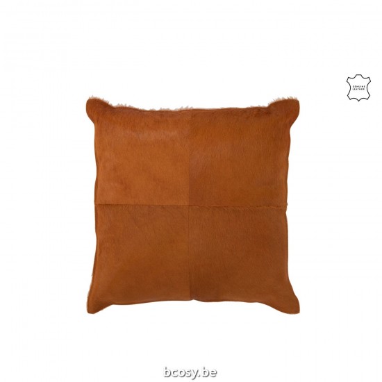 Jline Kussen Koehaar Leder Camel.