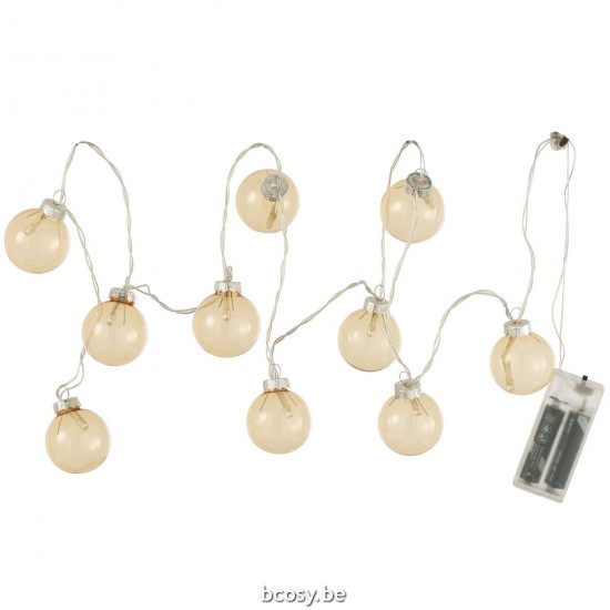 Jline Girlande 10 Kugel Led Glattes Glas Gelb gewinde.