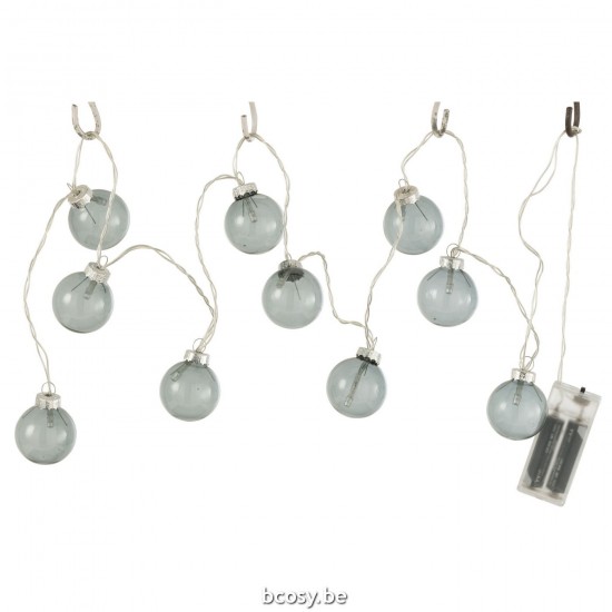 Jline Girlande 10 Kugel Led Glattes Glas Dunkel Grau gewinde.
