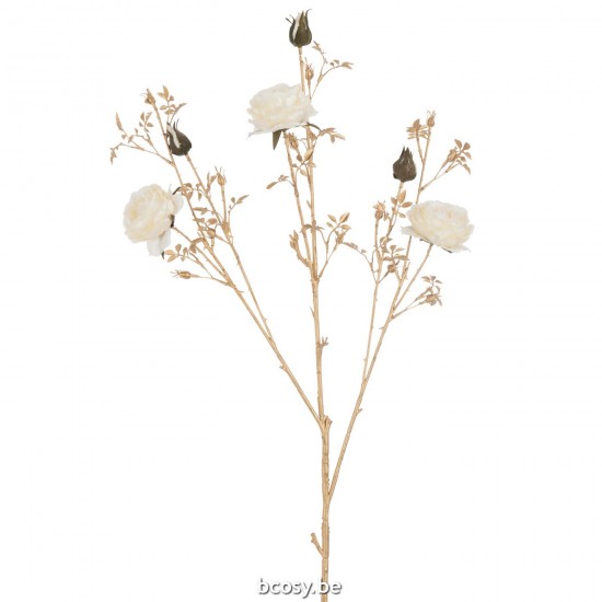 Jline Rozenstruik 3 Bloemen Knoppen Plastiek Crème Goud.
