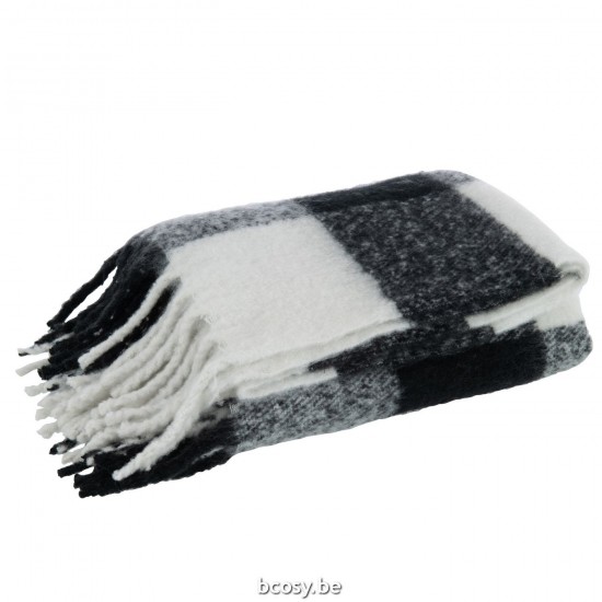 Jline Plaid Kariert Polyester Schwarz Weiß reisedecken.