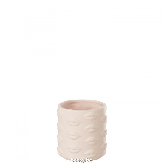 J Line Flowerpot Kiss Dolomite Pink flowerpots.