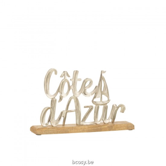 J Line lettres statuettes Jolipa Cote D Azur Sur Socle Aluminium Argent.