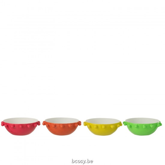 J Line plats Jolipa Bol Rond Fer Mix Assortiment De 4.