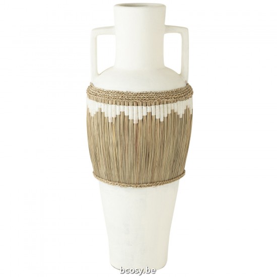 J Line Vase Pattern Handles Terracota Seagrass White Natural large vases Tall vases High vases.
