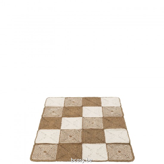 J Line Rug Squares Spirals Woven Ropes Plastic White Natural carpets.