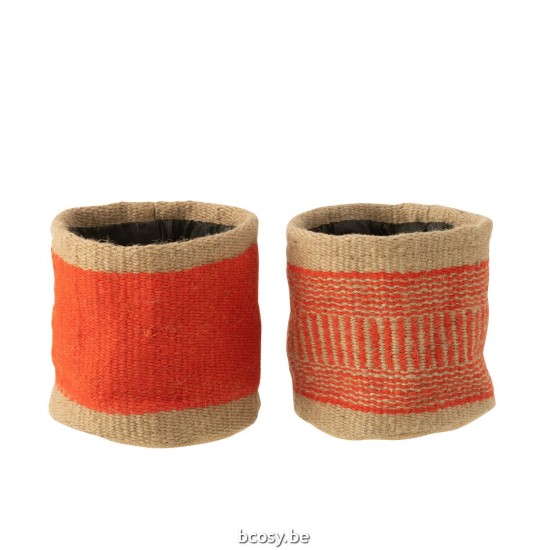Jline Korb Rund Band Jute Naturell Orange Large 2 Sortiert lagerkorb lagerkoerbe.