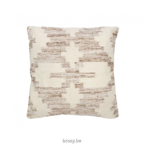 Jline Kussen Etnisch Kruis Wol Katoen Creme Beige.