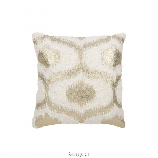 J Line Cushion Foil Print Cotton White Gold cushion.
