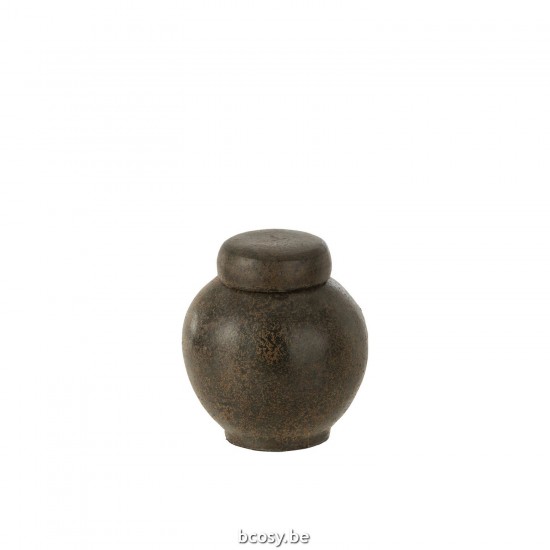 J Line Pot With Lid Terracotta Brown Small jars with lid.