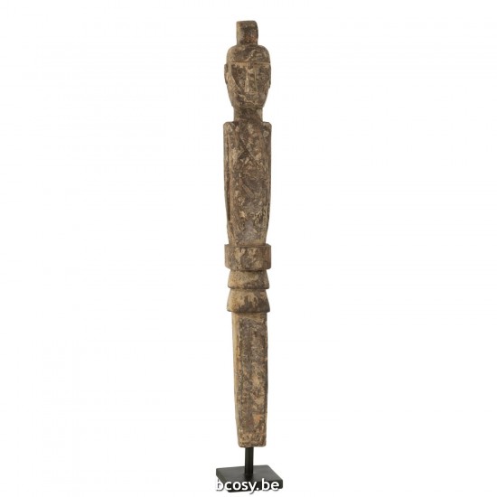 J Line Statue Lauwra Albasia Wood Natural Large oriental sculptures.