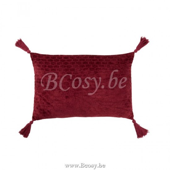 J Line Jline Cushion Pattern Rectangle Cotton Dark Red cushion