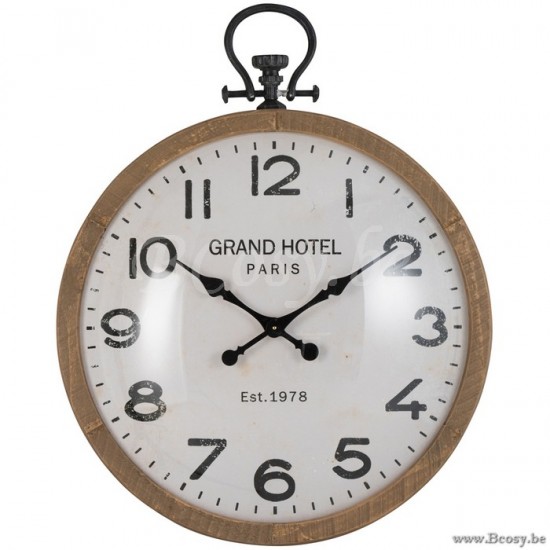 J Line Jline Orologio Rotondo Palla Vetro Legno Naturale Small Reloj Redondo Bola Vidrio Madera Natural Small