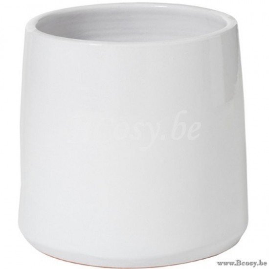 cachepots de fleur Jolipa Jline Cachepot Rond Ceramique Blanc Medium
