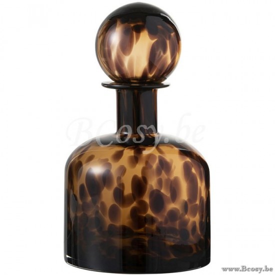 J Line Jline Bottle Stop Speck Decorative Glass Brown Black Small wine decanters glass