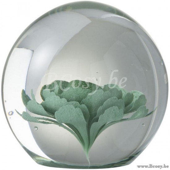 J Line Jline Presse Papier Bloem Glas Muntgroen Large