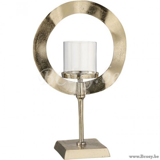 lanternes photophores Jolipa Jline Photophore Rond Pied Aluminium Or Small