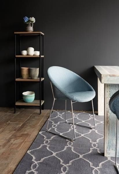 Vincent Sheppard JOE Chaise Joe Chaise Cadre en avec piétement luge en acier Revêtement en poudre noir Lloyd Loom Aqua.