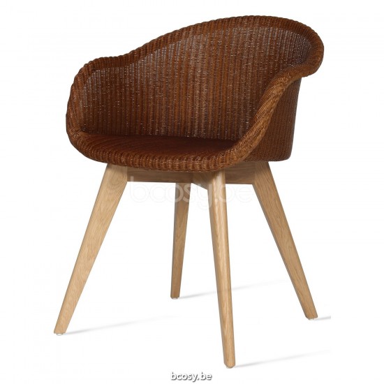 Vincent Sheppard AVRIL HB Chaise - Chêne Avril Chaise de salle à manger avec dossier haut Cadre en Bois Chêne naturel Lloyd Loom Caramel.