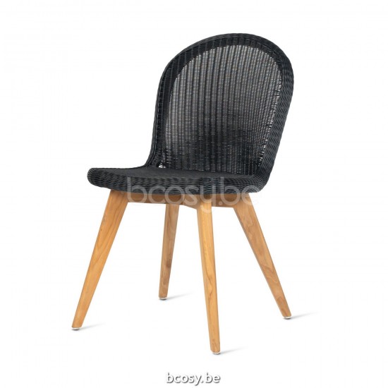 Vincent Sheppard EDGARD Chaise - Teck Damien Chaise Cadre en Teck non traité Tressage Noir Polyéthylène.