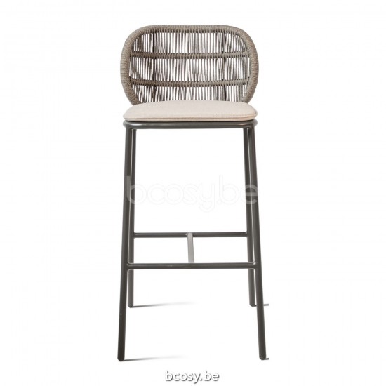 Vincent Sheppard Vincent Sheppard Kodo Bar Stool Fossil Grey Aluminium frame Fossil Grey Rope Polypropylene.