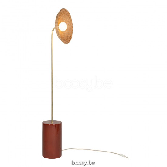 Vincent Sheppard Arvin Vloerlampen Stalampen Staande Lampen Staanlampen Maroon Keramiek frame Base curved Naturel Rotan.