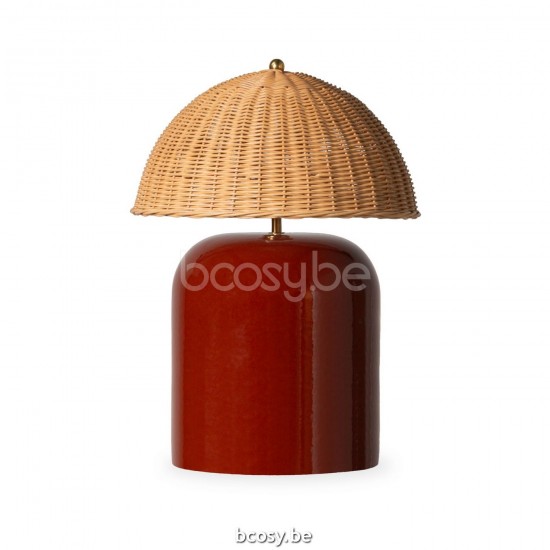 Vincent Sheppard Arvin Moyen Lampe de table Cadre en Céramique Maroon Rotin Naturel.